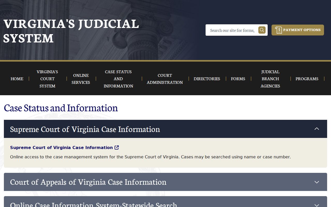 Virginia Online Case Information search for York County criminal court cases